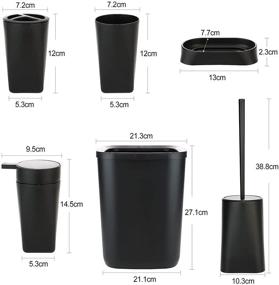 img 1 attached to IMAVO 6-Piece Bathroom Accessories Set, Black - Toothbrush Holder, Cup, Soap Dispenser, Dish, Toilet Brush Holder, Trash Can, Tumbler - Complete Bathroom Gift Set