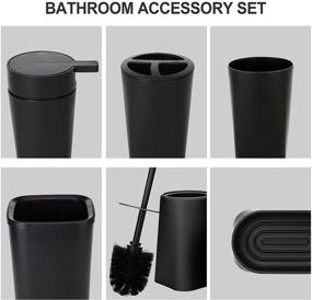 img 2 attached to IMAVO 6-Piece Bathroom Accessories Set, Black - Toothbrush Holder, Cup, Soap Dispenser, Dish, Toilet Brush Holder, Trash Can, Tumbler - Complete Bathroom Gift Set