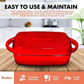 img 1 attached to Bruntmor Enameled Square Cast Iron Large Baking Pan – Cookware Baking Dish With Griddle Lid 🍳 2-in-1 & Double Handle for Casseroles Lasagna – 10-inch Multi Baker for Oven and Stove – Fire Red