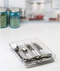 img 1 attached to 🍴 Organize Your Kitchen with Kitchen Details 23195 Utensil and Cutlery Drawer Organizer: Clear Storage Tray with 5 Compartments