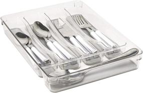 img 3 attached to 🍴 Organize Your Kitchen with Kitchen Details 23195 Utensil and Cutlery Drawer Organizer: Clear Storage Tray with 5 Compartments