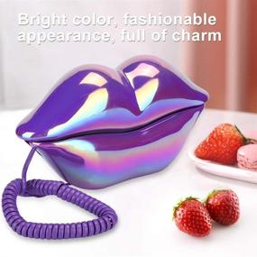 img 1 attached to 📞 Bewinner1 Home Landline Phone, Stylish European Purple Lips Shape Desktop Corded Telephones, Creative Electroplate Design, Compact Novel Portable Telephone with Number Storage for Home Office