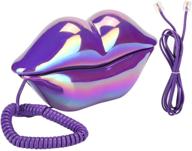 📞 bewinner1 home landline phone, stylish european purple lips shape desktop corded telephones, creative electroplate design, compact novel portable telephone with number storage for home office logo