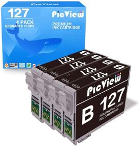 img 4 attached to 🖨️ PicView 4 Black 127 Remanufactured Ink Cartridge Replacement for Epson 127 T127 - Compatible with WF-3520 WF-3540 WF-7010 WF-7510 WF-7520 545 645 630 840 Printer