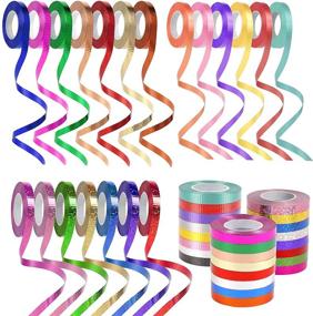 img 4 attached to 🎁 WELTOKE 24 Rolls 7MM Embossing Curling Ribbon - Perfect for Gift Wrapping, Crafting, Weddings, Parties, Festivals, Florist Flowers - 24 Vibrant Colors Available
