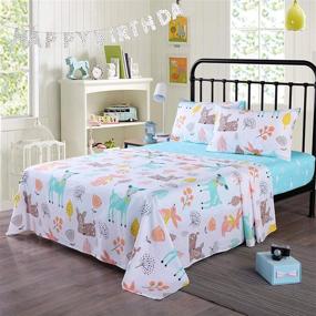 img 4 attached to 🦌 Deer Print 100% Cotton Twin Sheets for Kids Girls Boys Teens (Full Size)