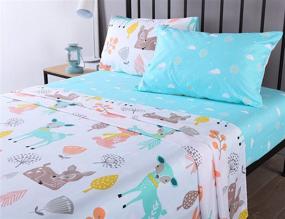 img 3 attached to 🦌 Deer Print 100% Cotton Twin Sheets for Kids Girls Boys Teens (Full Size)