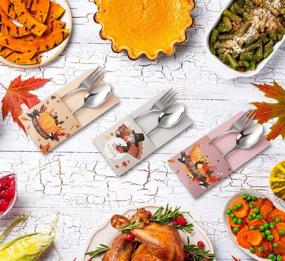 img 3 attached to 🦃 Enhance Your Thanksgiving Table Decor with 24Ct Turkey Fall Party Silverware Cutlery Holders