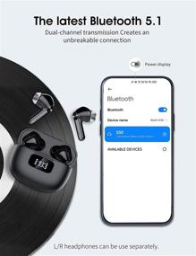 img 3 attached to 🎧 Премиум наушники с Bluetooth 5.1 со светодиодным дисплеем - водонепроницаемые IPX7, шумоподавление CVC8.0, до 40 часов воспроизведения, быстрая зарядка - идеально подходят для спорта и работы (черный)