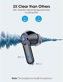 img 2 attached to 🎧 Премиум наушники с Bluetooth 5.1 со светодиодным дисплеем - водонепроницаемые IPX7, шумоподавление CVC8.0, до 40 часов воспроизведения, быстрая зарядка - идеально подходят для спорта и работы (черный)