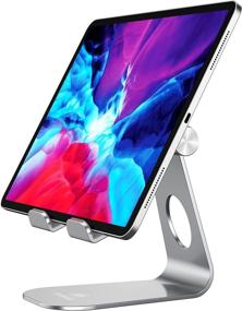 img 4 attached to Adjustable Foldable Tablet Stand Holder for Desk - Compatible with iPad, Galaxy Tab, iPhone, Kindle - Silver