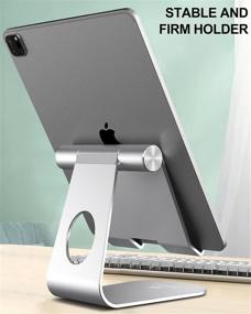 img 2 attached to Adjustable Foldable Tablet Stand Holder for Desk - Compatible with iPad, Galaxy Tab, iPhone, Kindle - Silver