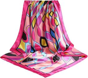 img 1 attached to Large Satin Square Head Scarf Women's Accessories in Scarves & Wraps