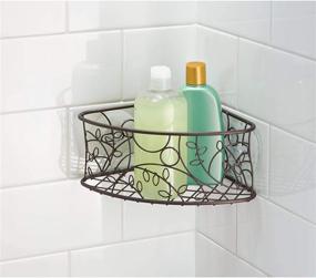 img 2 attached to 🚿 Metal Bathroom Suction Holder by iDesign Twigz: Shower Corner Basket Organizer for Sponges, Scrubbers, Soap, Shampoo, Conditioner - Dimensions: 9 x 7 x 4 inches (76181)