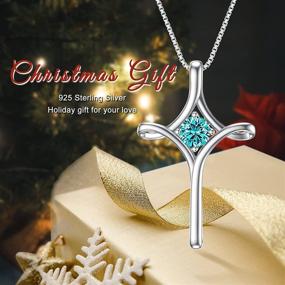 img 3 attached to ✝️ TOUPOP Sterling Silver Cross Pendant Birthstone Necklace - Fashion Gift for Women & Girls