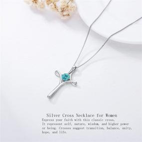 img 2 attached to ✝️ TOUPOP Sterling Silver Cross Pendant Birthstone Necklace - Fashion Gift for Women & Girls