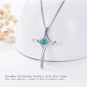 img 1 attached to ✝️ TOUPOP Sterling Silver Cross Pendant Birthstone Necklace - Fashion Gift for Women & Girls