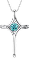 ✝️ toupop sterling silver cross pendant birthstone necklace - fashion gift for women & girls logo