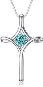 img 4 attached to ✝️ TOUPOP Sterling Silver Cross Pendant Birthstone Necklace - Fashion Gift for Women & Girls