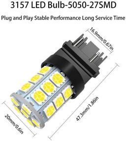 img 3 attached to Super Bright 3157 LED Light Bulbs: 5050 27-SMD, 6000K Xenon White (Pack of 6)