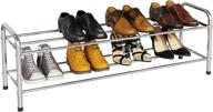 👞 fanhao 2-tier stainless steel shoe rack - stackable shoe storage organizer with 8-pair capacity for bedroom, closet, entryway, dorm room - silver, 10.3&#34; w x 31.5&#34; d x13.2&#34; h логотип