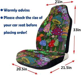 img 1 attached to TianHeYue Cartoon Mushroom Art Paintings Car Seat Cover: Full Set of 2 Vehicle Seat Protectors for Cars, Sedans, Trucks, SUVs, and Vans