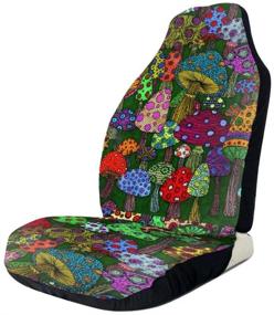 img 4 attached to TianHeYue Cartoon Mushroom Art Paintings Car Seat Cover: Full Set of 2 Vehicle Seat Protectors for Cars, Sedans, Trucks, SUVs, and Vans