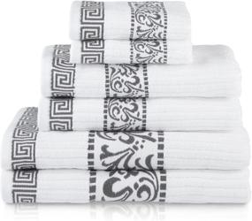 img 4 attached to 🛀 Upgrade Your Bath Experience with the SUPERIOR Decorative Athens 6-Piece Cotton Bath Towel Set in Grey