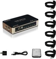 🔀 portta 4pet0501sch6 v1.4: 5 port hdmi switch with ir remote - 3d, 4kx2k - includes 4pcs hdmi cables logo