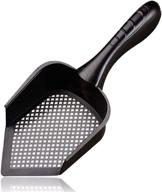 🐰 sungrow rabbits litter scoop: black 12" x 5" x 2" deep plastic shovel with pointed edge and 0.15” holes for efficient corner cleaning - 1-pc logo