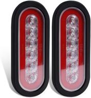 amber red stop turn brake light kit - mictuning 2pcs 7.3 inch led oval trailer tail light for rv, truck, boat logo