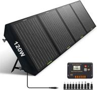 travel ready: eco-worthy 120w foldable solar panel kit for portable generator power station. includes usb controller to efficiently charge 12v battery. perfect for rv, camping, travel trailer, power bank, emergency power logo
