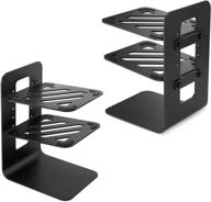 🔊 vaydeer 2-tier adjustable metal desktop speaker stand - 1 pair with vibration absorption pad and incline design for enhanced desktop audio experience - professional computer speaker stand (black) logo