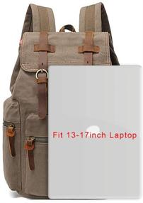 img 1 attached to 🎒 Canvas Vintage Backpack for School, Hiking, and Travel with High Capacity and 12-17" Laptop Compatibility