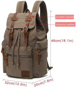 img 2 attached to 🎒 Canvas Vintage Backpack for School, Hiking, and Travel with High Capacity and 12-17" Laptop Compatibility