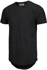 img 4 attached to KLIEGOU Hipster Ripped Round Hemline Men's Clothing in T-Shirts & Tanks