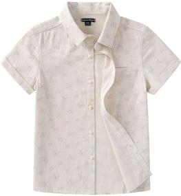 img 4 attached to 👕 Sofinee Place Boy's Short & Long Sleeve Shirts - Woven Cotton Button-Down Casual Shirt for Boys/Toddlers Ages 3-12 Years