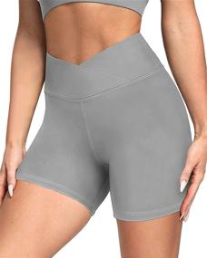 img 4 attached to 🩳 Women's High Waist Booty Shorts for Gym and Yoga - Butt Lift, Athletic Crossover Workout and Running Shorts