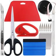 🔧 optimized wallpaper smoothing tool kit with scraper, carving knife (6 blades), artistic knife (10 blades), small scissors, black tape, cutter, and multifunctional smoothing tool for cutting and peeling smooth wallpaper logo
