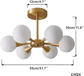 img 3 attached to 🌟 Винтажная люстра в стиле античной латуни с 6 головками в форме молекулы магической фасоли - идеально подходит для спальни, гостиной и декора в стиле фермы.