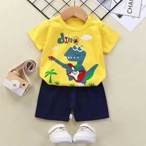 img 1 attached to NaughtySaurs Baby Toddler Boys Dinosaur T-Shirts and Shorts Set - Short Sleeve Tee Shirts & Shorts