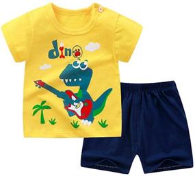 img 3 attached to NaughtySaurs Baby Toddler Boys Dinosaur T-Shirts and Shorts Set - Short Sleeve Tee Shirts & Shorts