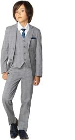 img 4 attached to Paisley of London - Boys Gray Wedding Suit Set: Henry POW Check Occasion Wear, Slim Fit Suit with Shirt and Vest (X-Large - Size 20)