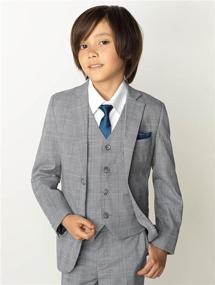 img 3 attached to Paisley of London - Boys Gray Wedding Suit Set: Henry POW Check Occasion Wear, Slim Fit Suit with Shirt and Vest (X-Large - Size 20)