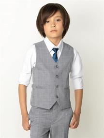 img 2 attached to Paisley of London - Boys Gray Wedding Suit Set: Henry POW Check Occasion Wear, Slim Fit Suit with Shirt and Vest (X-Large - Size 20)