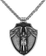 🔱 powerful st.michael archangel cross shield prayer medallion: stainless steel necklace logo