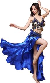 img 2 attached to 👗 MUNAFIE Satin Split Side Long Skirts for Women - Belly Dance Skirt