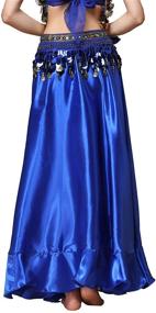 img 3 attached to 👗 MUNAFIE Satin Split Side Long Skirts for Women - Belly Dance Skirt