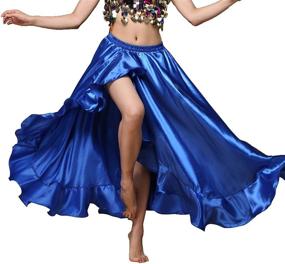 img 4 attached to 👗 MUNAFIE Satin Split Side Long Skirts for Women - Belly Dance Skirt