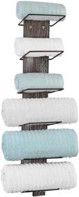 img 4 attached to J JACKCUBE DESIGN 6-Tier Rustic Wood and Metal Towel Rack: Versatile Hanging Storage for Shower & Hand Towels - MK594A